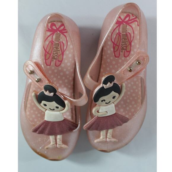 Mini Melissa Ultragirl Pink Ballet Flats Princess Ballerina Shoes Size 10 US - Picture 7 of 8